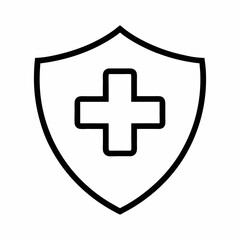 Shield and Cross Icon, Minimalist Vector Symbol of Health Protection and Medical Safety