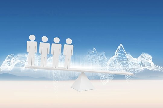 Fototapeta White human resource scales in desert