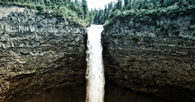 Fototapeta Waterfall and forest and stone