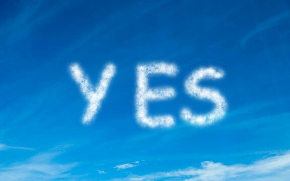 Fototapeta Yes written in white in sky