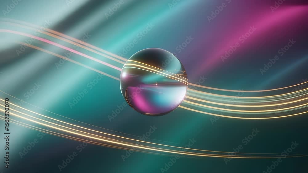Poster abstract geometric orb: a captivating composition featuring a translucent orb at the core, surrounde