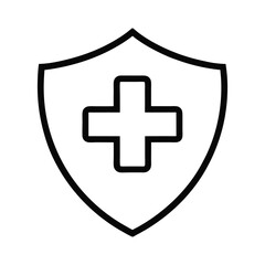 Obraz premium Shield and Cross Icon, Minimalist Vector Symbol of Health Protection and Medical Safety