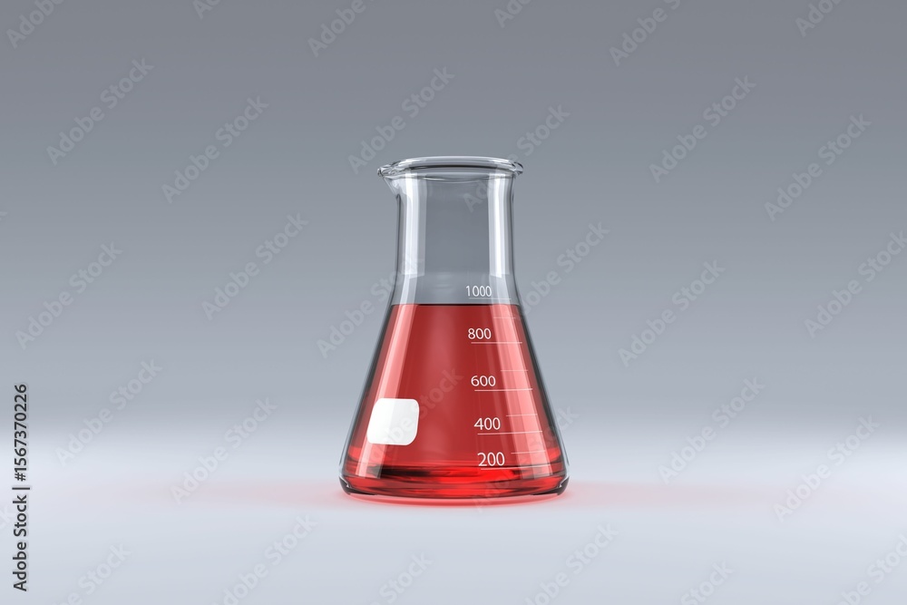 Poster laboratory flask with red solution