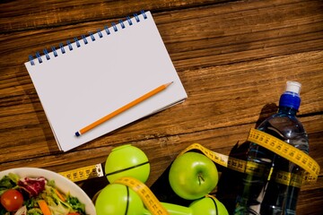 Notepad with indicators of healthy lifestyle