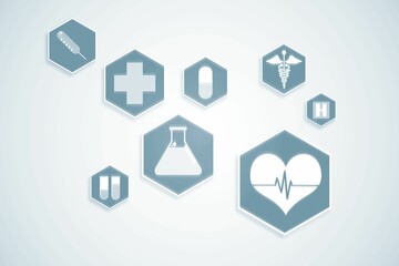 Blue medical interface with icons