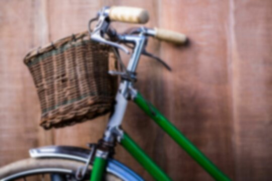 Fototapeta Close up bicycle parked by wall