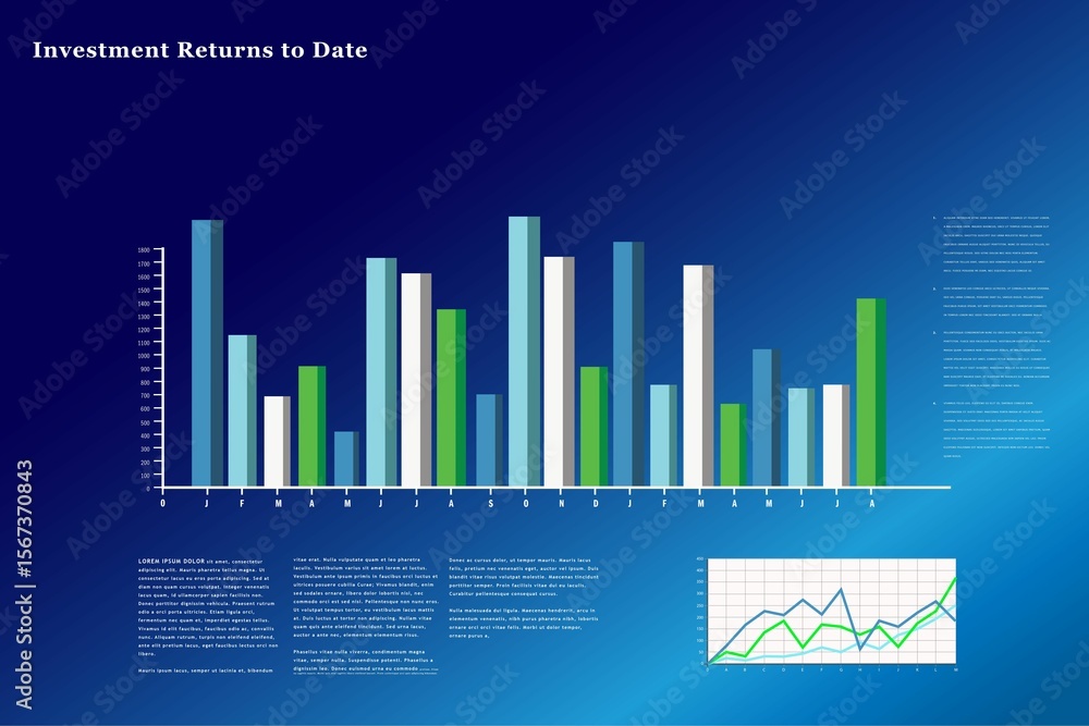 Poster business interface with graphs and data