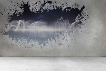 Splash on wall revealing energy wave
