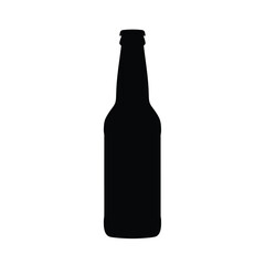 Black silhouette of a beer bottle on white vector