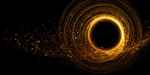 Abstract circle golden lines background