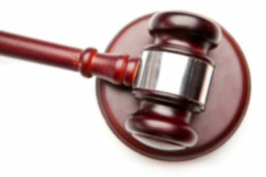 Fototapeta High angle view of gavel on wood