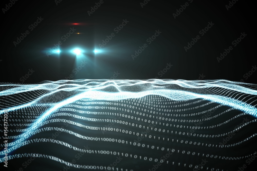 Poster digitally generated binary code landscape