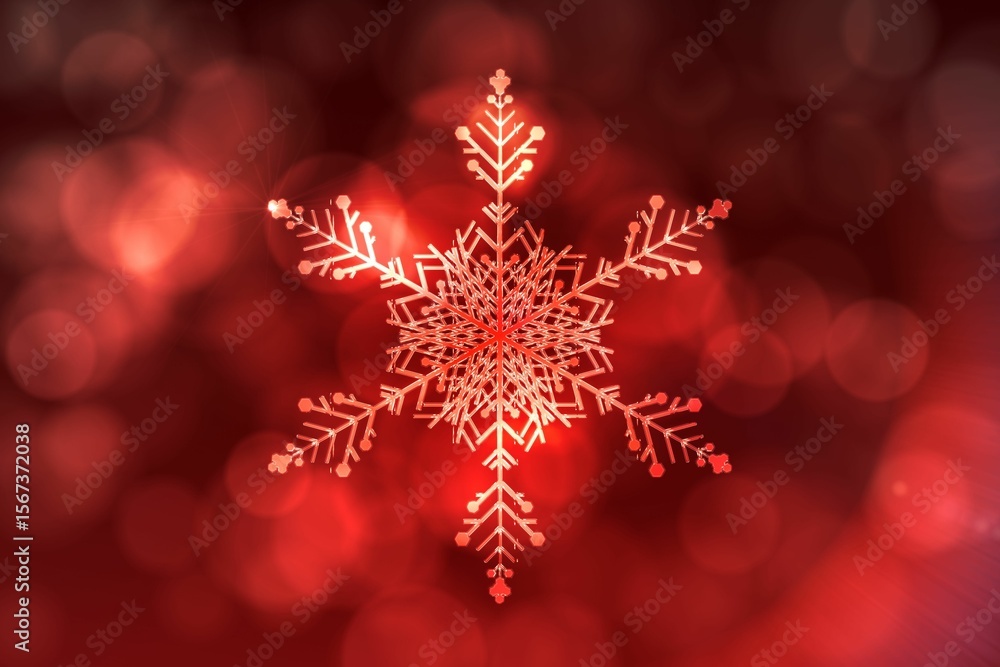 Poster red snow flake pattern design