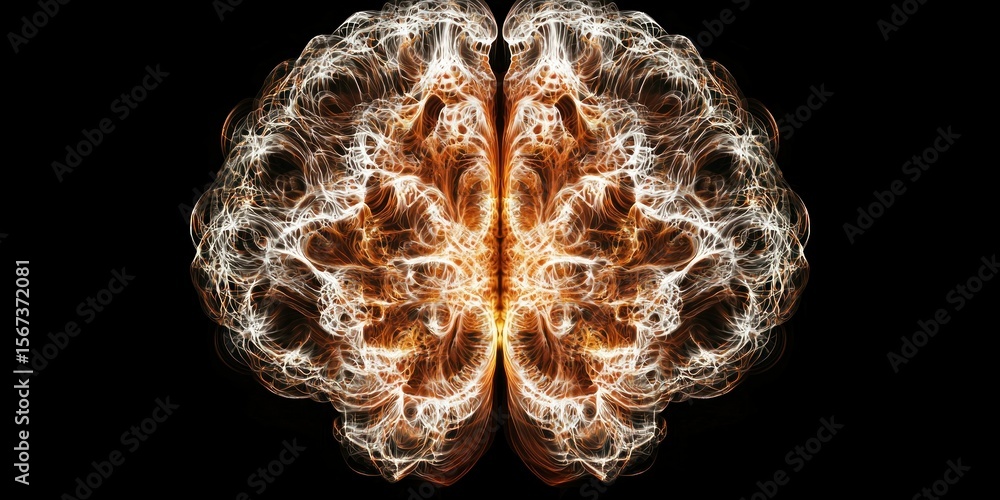 Aufkleber a human brain morphing into a mesmerizing fractal pattern, representing unique thought processes.