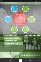 Shapes and text with graphs on device screen