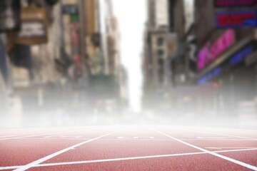 Running track in front of city