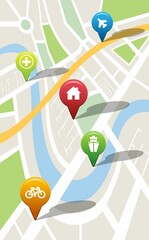 Navigation pointers with various representations on map