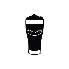 Black silhouette of beer glass with sausage icon vector