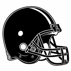 Classic black american football helmet silhouette with white accents