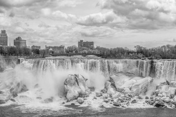 Winter Falls - Niagara - Black and White
