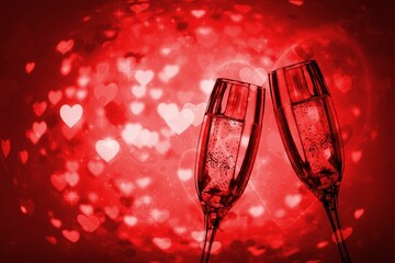 Glowing red Valentines composite