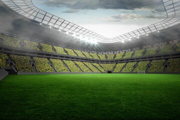 Large football stadium with lights