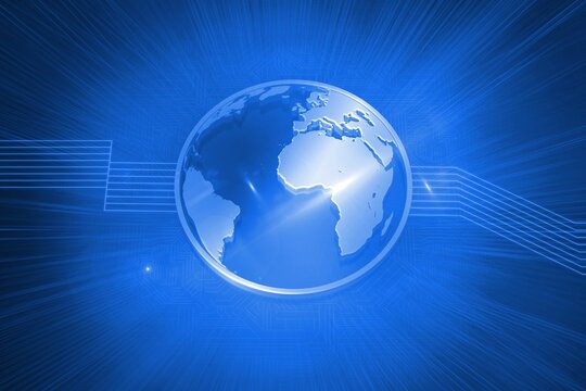 Fototapeta Shiny globe on blue background