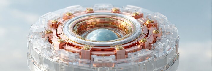 Naklejka premium Futuristic Nuclear Fusion Reactor Core for World Ufo Day 2024, Premium Modern Tech Innovation with Star Wars Day Joy for Young Professionals Marketing Campaigns