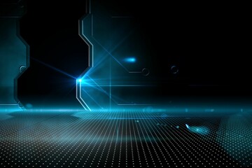 Doorway on technological black background