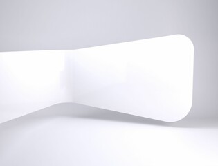 Modern minimalistic interior is featuring curved walls and glowing rectangular recessed light panel