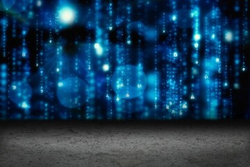 Digitally generated Blue glowing matrix
