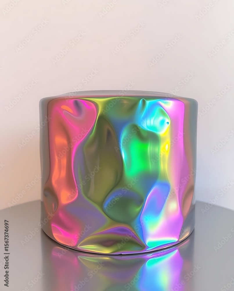 Poster chromatic prism cylinder displaying abstract color shifts and reflections