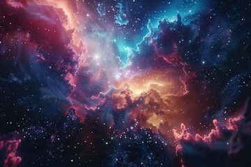 Vibrant Picture of Stunning Galaxy with Stars and Planets in Deep Space