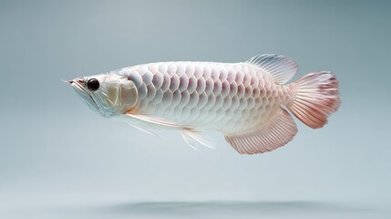Silver arowana fish swimming in clear blue water Aquatic Animal Freshwater