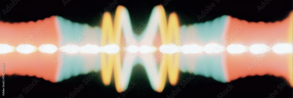 Aufkleber Quantum Superposition Waveforms with Interference Patterns and Particle Resonance for Science Education and Emerging Tech Visualization