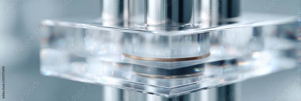 Poster Futuristic Quantum Chip in Glass and Metal Enclosure with Advanced Cooling Structures - Innovation in Quantum Computing Hardware for Next-Gen Technology