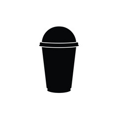 Black silhouette of a boba tea cup with dome lid drink