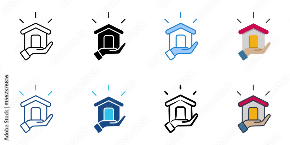 Poster property icon set multiple style collection