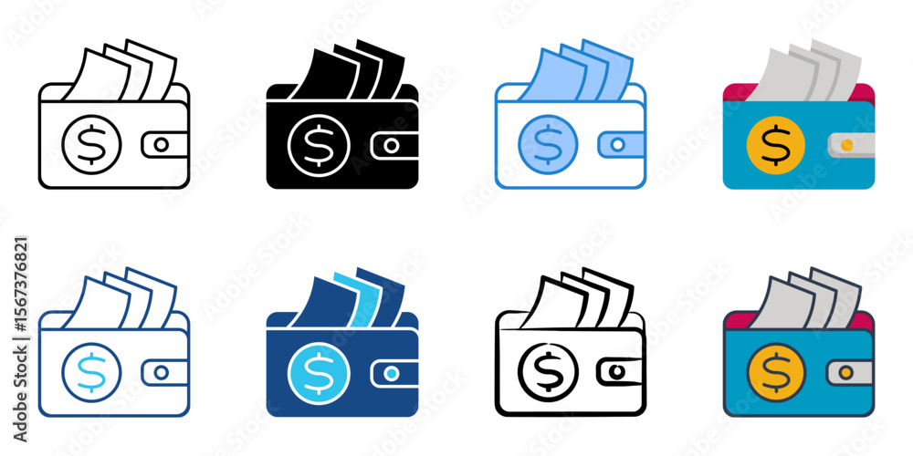Poster wallet icon set multiple style collection