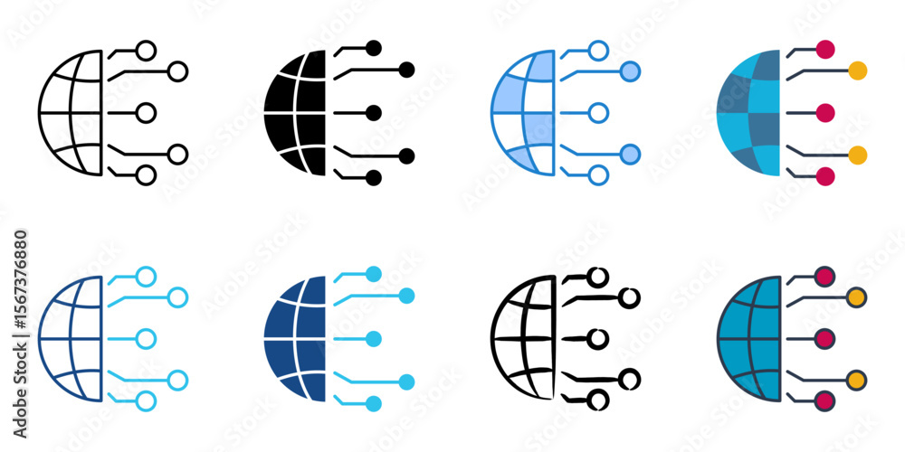 Poster digital asset icon set multiple style collection