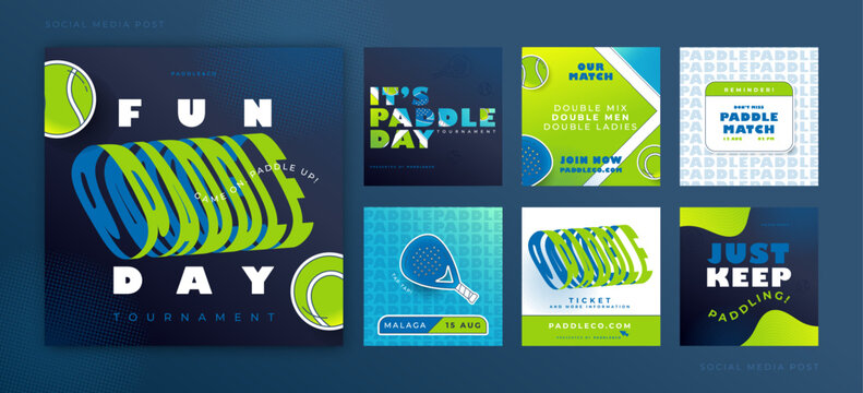Fun paddle day tournament banner template easy editable vector illustration tennis paddle background