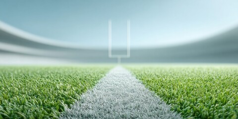 Premium Professional Football Field with Precise Markings and Goal Posts in Serene Stadium Authentic Sports Advertising for Modern Athletic Competition and Marketing