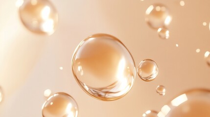 Close up of Vitamin C serum droplets being applied to radiant skin highlighting the glowing effect...