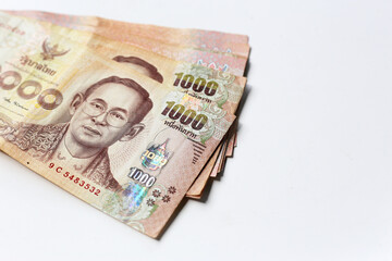 Stack of one thousand Thai baht banknotes