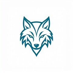 Fototapeta premium Minimalist Wolf Logo: Clean, simple logo design of a wolf head with sharp lines, presenting an elegant and fierce symbol for a modern brand identity.