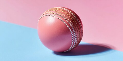 Premium leather cricket ball with stitched seam, modern professional sports gear for authentic millennial marketing, branding, and social media campaigns