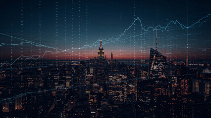 Ethereal Glow Data Overlay on Metropolis Skyline