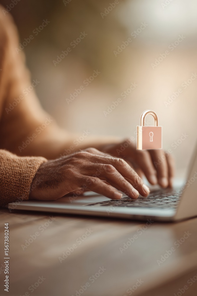 Aufkleber Professional Biometric Lock Security with Two-Factor Authentication on Laptop Modern Corporate Tech for Confident Financial Marketing Use