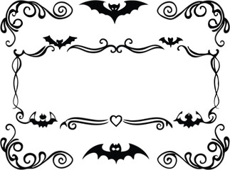 Halloween Bats flourish swirls fancy lines decorative elements