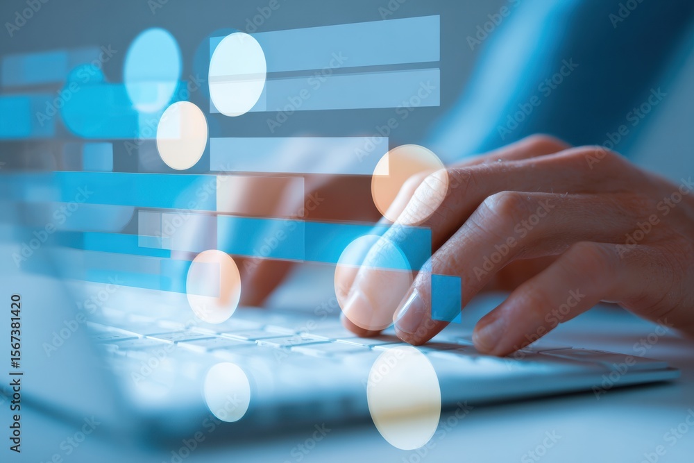 Aufkleber Agile project manager adjusting flexible schedule on digital dashboard with multitasking focus for productivity and responsive business workflows
